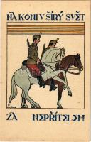 Na koni v síry svet, za neprítelem / Czech military propaganda with horse riding soldiers