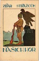 Zdar Strazcum Nasichhor / Slovakian military mountain squad art postcard (EK)