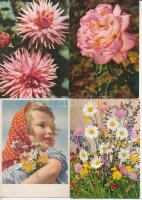 16 db főleg MODERN virág motívum képeslap / 16 mostly MODERN flower motive postcards