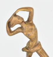 Jelzés nélkül: táncosnő, bronzírozott fém. tálkával 27 cm