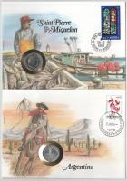 5db-os érmés boríték tétel, mind különféle és német nyelvű tájékoztatóval, benne: Bhután, Új-Kaledón...