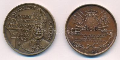 1980. "Szent Gellért / Szeged MDCCCLXXX - Árvízi fogadalom MCMLXXX" kétoldalas bronz emlékérem (42,5mm) + Fritz Mihály (1947-) 1986. "MÉE Szeged 1686. október 23. / Vannak jelös dolgok írva krónikában, kik pogány miatt történtek ez országban... Tinódi" bronz emlékérem (42,5mm) T:UNC,AU Adamo SG16