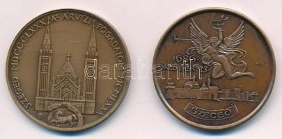 1980. "Szent Gellért / Szeged MDCCCLXXX - Árvízi fogadalom MCMLXXX" kétoldalas bronz emlék...