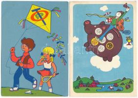 4 db MODERN magyar motívum képeslap: takarékoskodási reklám, propaganda / 4 modern Hungarian motive ...