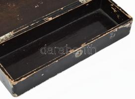 Japán lakkozott doboz, kopott, kulcs nélkül, 30x11x7 cm