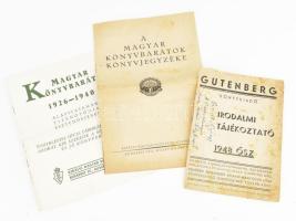 1926-1950 3 db könyvjegyzék: Magyar könyvbarátok könyvjegyzéke, Gutemberg könyvkiadó