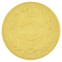 Svédország 1920W 5Kr Au "V. Gusztáv" kapszulában (2,24g/0.900) T:XF Sweden 1920W 5 Kronor ...