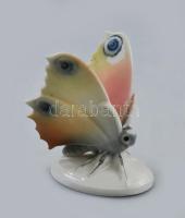 Volkstedt porcelán pillangó. Kézzel festett, jelzett, hibátlan, m: 7,5 cm