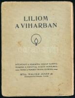 Walter János: Liliom a viharban. Búcsúszó a háborúba induló tanítványokhoz s egyuttal baráti figyelmeztetés a nemzet virága számára. (Különlenyomat a ,,Liptó 35-39. számából). Liptószentmiklós, 1915, Steier Izidor-ny., 43+(5) p. Kiadói papírkötés, kissé sérült, foltos borítóval, helyenként kissé foltos lapokkal, több lap kijár.