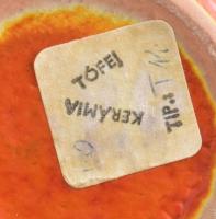 Tófej kerámia váza. Kézzel festett, jelzett, hibátlan 20cm