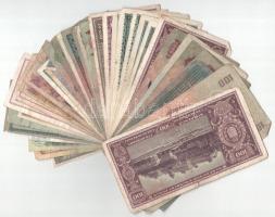 40db-os korona-pengő-forint bankjegy tétel közte kevés külföldi papírpénzzel T:F,VG