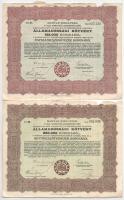 1925. "5%-al kamatozó Államadóssági kötvény" 125.000K-ról, szelvényekkel + "5%-al kamatozó Államadóssági kötvény" 250.000K-ról, szelvényekkel + 1942. "3%-al kamatozó Törlesztéses Államadóssági kötvény" 50P-ről + 1942. "3%-al kamatozó Törlesztéses Államadóssági kötvény" 100P-ről T:VF,F