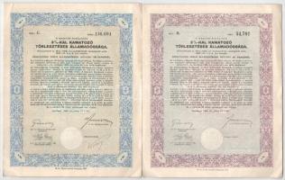 1925. "5%-al kamatozó Államadóssági kötvény" 125.000K-ról, szelvényekkel + "5%-al kam...