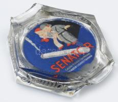 cca 1930 Senator cigaretta reklámos üveg hamutál. Kopott 21x23 cm