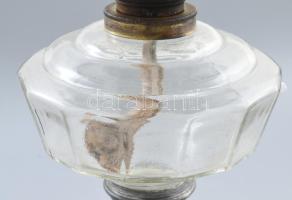 Petróleumlámpa Fém öntvény, hibátlan üveg búrákkal 54 cm Szép állapotban