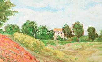 Linke jelzéssel (Monet után): Pipacsmezőben. Olaj, vászon 70x90 cm