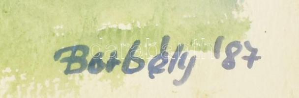 Borbély Béla (194?-2019): Balatonpart. Akvarell, papír, jelzett 40x62 cm