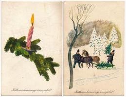 9 db MODERN magyar retro grafikai üdvözlő képeslap vegyes minőségben. Képzőművészeti Alap / 9 modern...