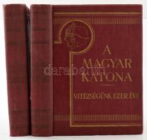 A magyar katona. Vitézségünk ezer éve I-II. Szerk. Pilch Jeno. 435 képpel, vázlattal és 10 melléklettel. Nagybányai Vitéz Horthy Miklós Magyarország kormányzója, Vitéz József kir. herceg tábornagy, Jákfai Vitéz Gömbös Gyula m. kir. miniszterelnök és honvédelmi miniszter bevezeto soraival. Bp., 1933, Franklin-Társulat. Kiadói aranyozott egészvászon-kötésben, egy minimális sérüléssel a kötésben, de jó példány