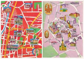 12 db MODERN térképes képeslap, MALÉV és egyéb reklámokkal / 12 modern map motive postcards