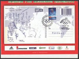2000 az olimpia ezüstérmes magyar kézilabda csapat tagjai által aláírt plakát 29x44 cm
