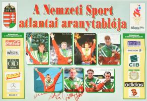 1996 Atlantai olimpiai bajnokok által aláírt plakát Czene Attila, Rózsa Norbert 60x45 cm