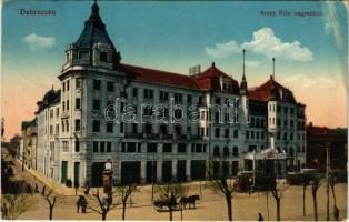 1916 Debrecen, Arany Bika szálloda, villamos (EB)