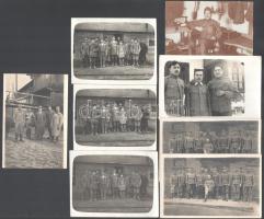 1917-1918 I. világháborús katonai fotók, 8 db, közte több a hátoldalon feliratozva, 13,5x8,5 cm körül