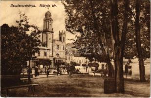 1915 Besztercebánya, Banská Bystrica; Mátyás tér, piac, Kohn József üzlete. Havelka József kiadása / square, market, shops (r)