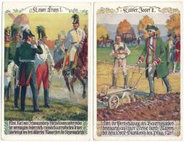 5 db régi képeslap Habsburg uralkodókról: Albert király, III. Károly, Mária Terézia, II. József, I. ...