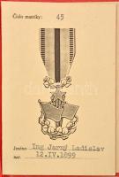 Csehszlovákia 1955. "A Munka Vörös Zászló érdemrendje" aranyozott, zománcozott, jelzett Ag...