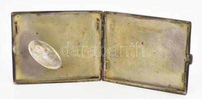 Ezüst (Ag) cigarettatárca. sérült zománc díszítéssel, jelzett, 111 g 8x10 cm