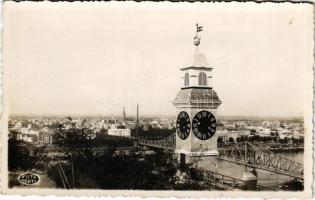 1937 Újvidék, Novi Sad; híd, óratorony / bridge, clock tower. Foto Merta photo (fl)