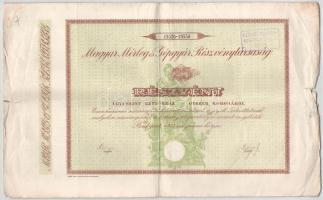 Budapest 1923. "Magyar Mérleg és Gépgyár Részvénytársaság" 25 részvénye egyenként 5000K-ról, szárazpecséttel, szelvényekkel, bélyegzéssel T:F széleken szakadások