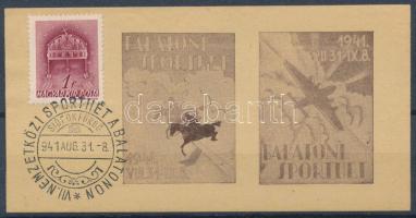 1941/8 Balatoni Sporthét emlékív alkalmi bélyegzéssel / souvenir sheet