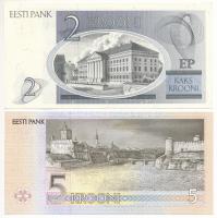 Észtország 1992. 2K + 1994. 5K T:UNC,AU Estonia 1992. 2 Krooni + 1994. 5 Krooni C:UNC,AU Krause P#70...