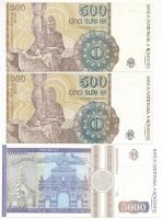 Románia 1991. 500L (2x) + 1993. 5000L T:UNC,XF Romania 1991. 500L (2x) + 1993. 5000 Lei C:UNC,XF