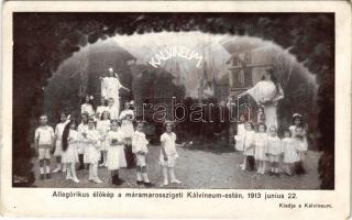 1913 Máramarossziget, Sighetu Marmatiei; Allegorikus élőkép a Kálvineum estén június 22-én. Hoffmann és Kronovitz kiadása / Allegorical live image at the night of the school (kis szakadás / small tear)