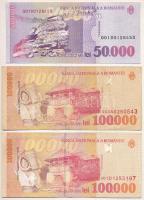 Románia 1996. 50.000L + 1998. 100.000L (4x) T:F
Romania 1996. 50.000 Lei + 1998. 100.000L (4x) C:F
