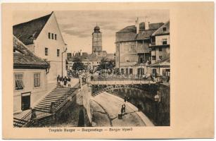 Nagyszeben, Hermannstadt, Sibiu; Treptele Burger / Burger Stiege / Burger lépcső / stairs, street view. Jos. Drotleff Nr. 62. (EB)