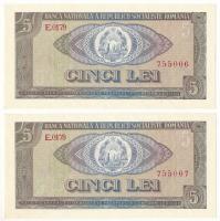 Románia 1966. 5L (2x) sorszámkövetők T:UNC,AU Romania 1966. 5 Lei (2x) sequential serials C:UNC,AU