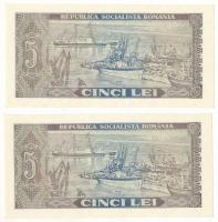 Románia 1966. 5L (2x) sorszámkövetők T:UNC,AU Romania 1966. 5 Lei (2x) sequential serials C:UNC,AU