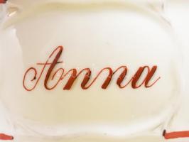 Rerrich F(erenc) Budapest kereskedői jelzéssel ellátott porcelán bögre "Anna" felirattal, ...