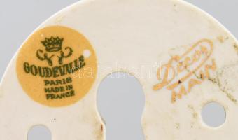 Goudeville Paris porcelán kilincsvég + 2 darab címer, jelzéssel, egyiken repedéssel, d: 5,5 cm