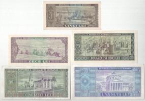 Románia 1966. 5L-100L (5xklf) T:XF-F főleg szép papír Romania 1966. 5 Lei - 100 Lei (5xdiff) C:XF-F ...