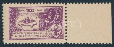 1922 Országos Cserkész Kiállítás Emlékére ívszéli levélzáró. RR