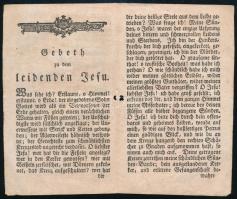 Szentkép, rézmetszet XVIII. sz. 8x14 cm kis lyukkal 4 p