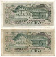 Ausztria 1969. 100Sch (I. kiadás) (2x) T:F,VG egyik közepén apró ly. Austria 1969. 100 Schilling (1s...