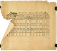 cca 1880 2 db soproni tervrajz nagy méretű Templomház, 60x50 cm Beszakadással