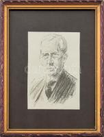 Olvashatatlan jelzéssel: Portré. Ceruza, papír, Üvegezett fakeretben, 13x9 cm